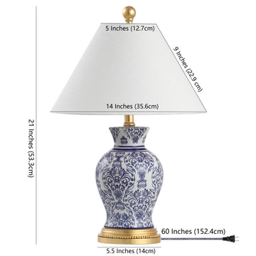 Xia 21" Ceramic/Iron Classic Modern LED Table Lamp - JONATHAN Y